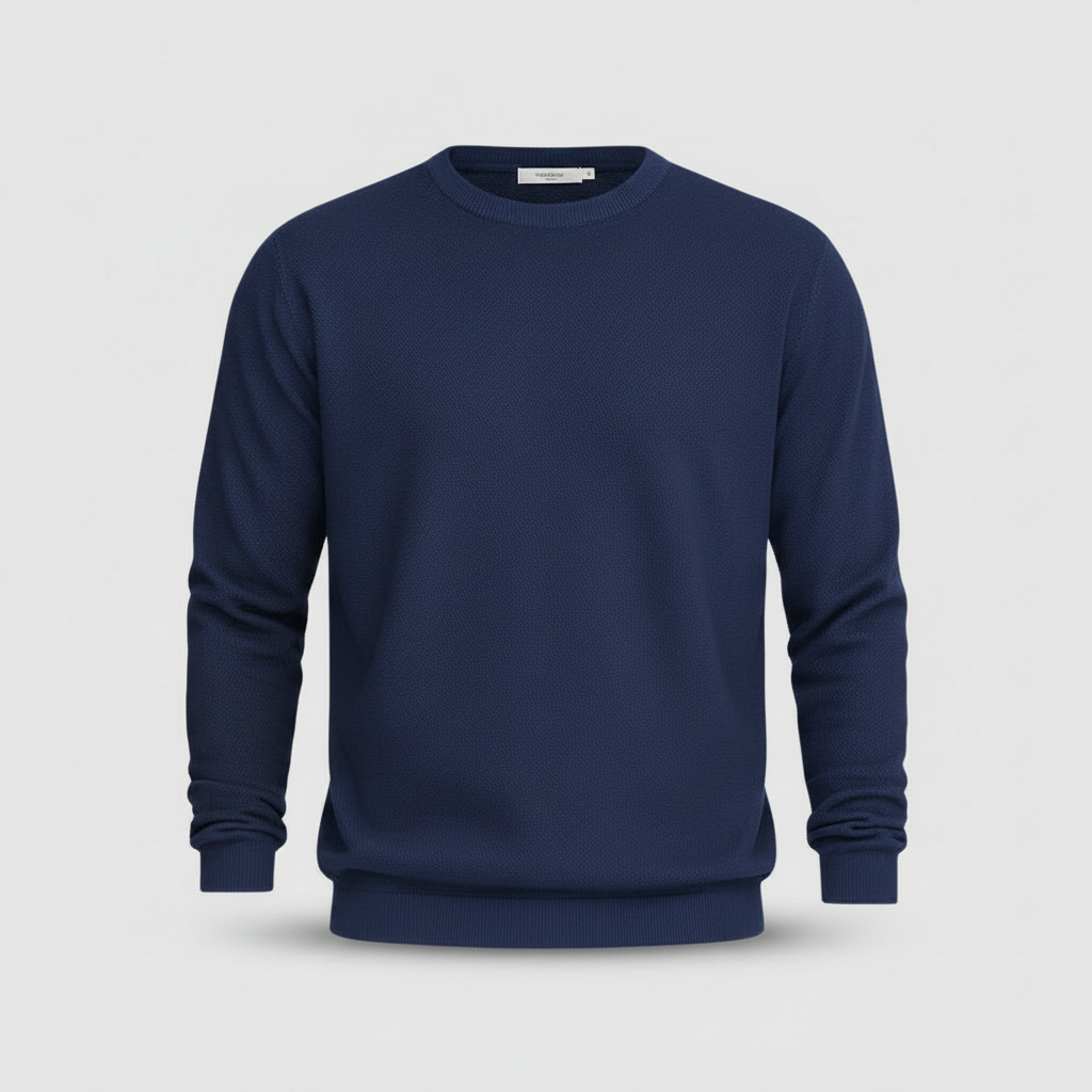 Leichter Herrenpullover Rundhals | Basic Strickpullover