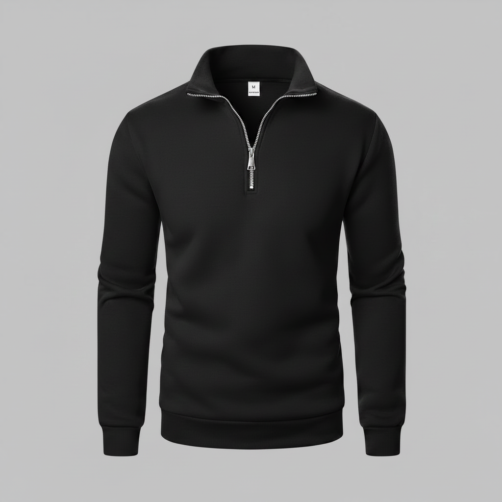 Herren Sweatshirt mit Viertelreißverschluss und Stehkragen