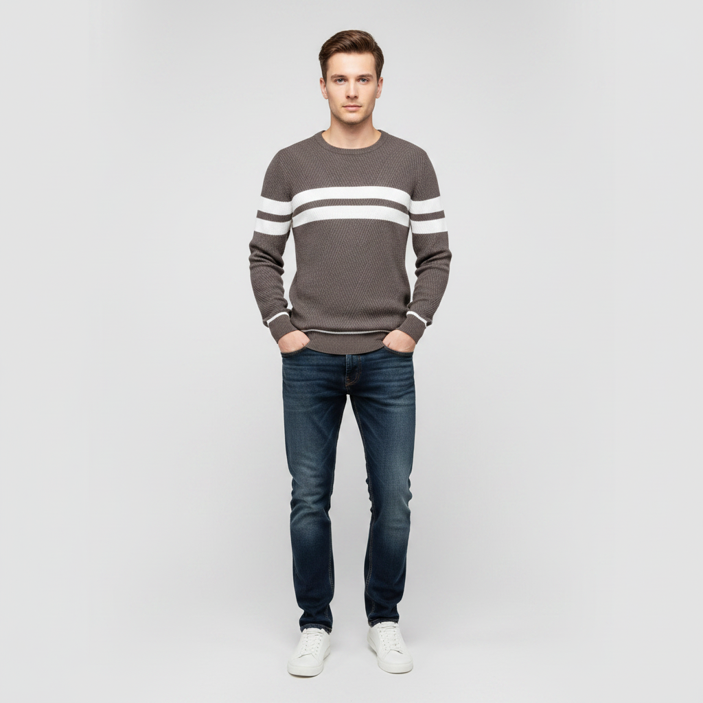 Eleganter Herrenpullover mit Streifenmuster | Herrenpullover