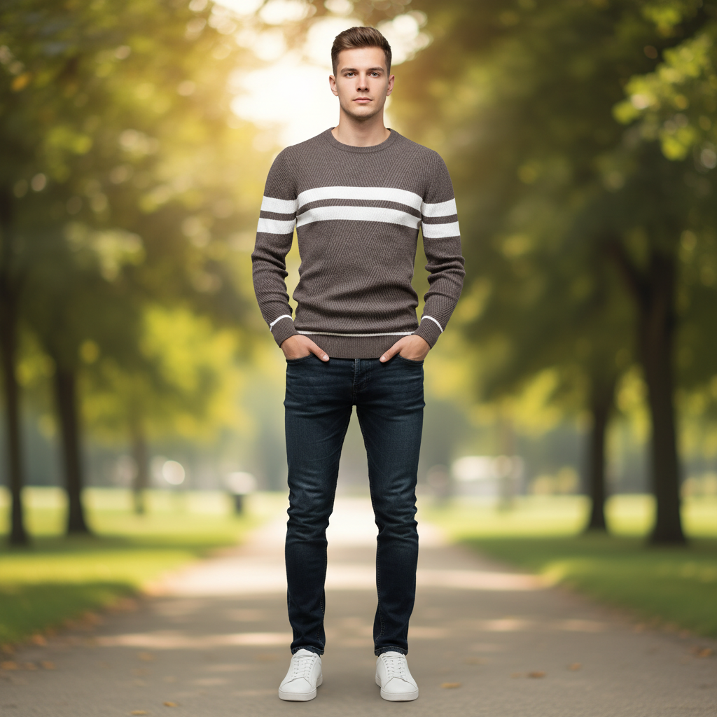 Eleganter Herrenpullover mit Streifenmuster | Herrenpullover