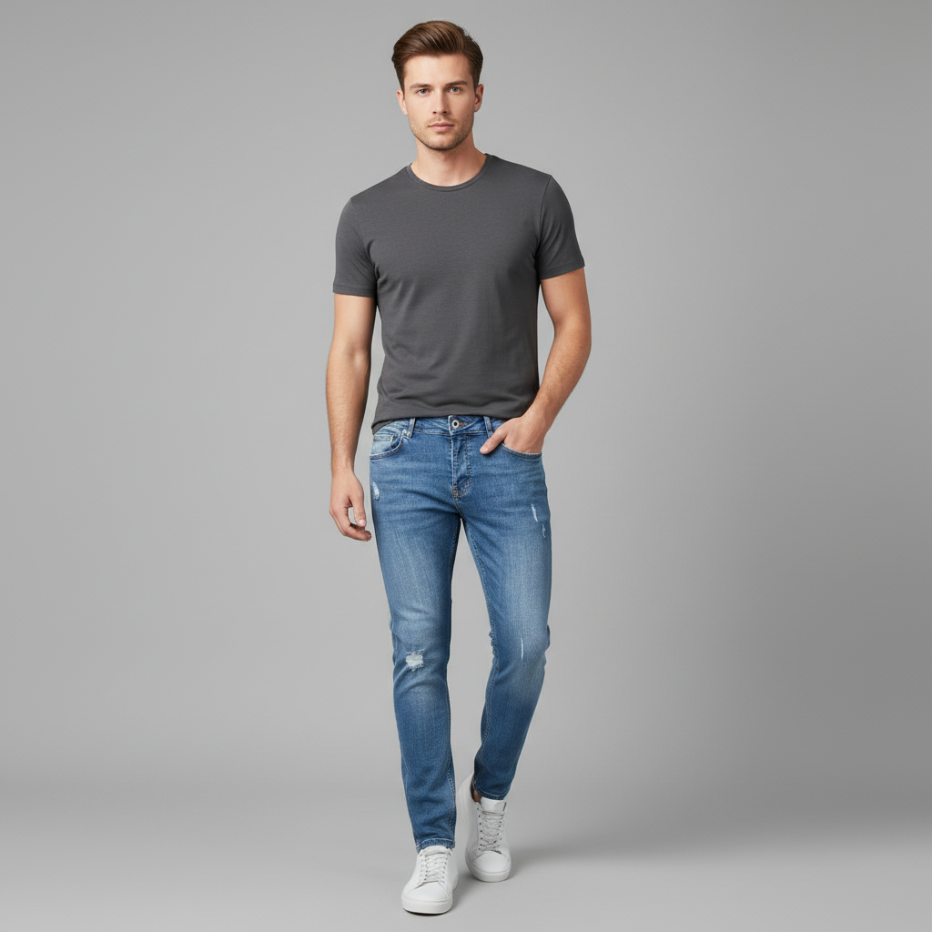 Tailored-Fit-Jeans Liam | Slim Fit Herrenjeans mit Zerrissenem Design