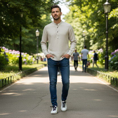 Henley-Shirt für Herren | Langärmlig, bequem, atmungsaktiv