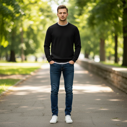 Leichter Herrenpullover Rundhals | Basic Strickpullover