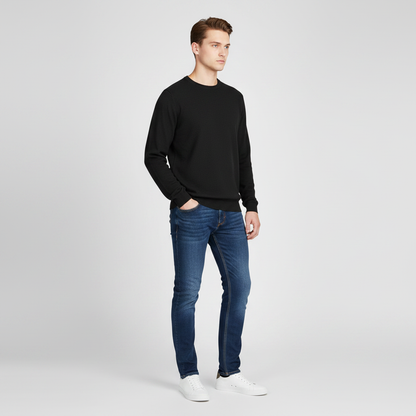 Leichter Herrenpullover Rundhals | Basic Strickpullover