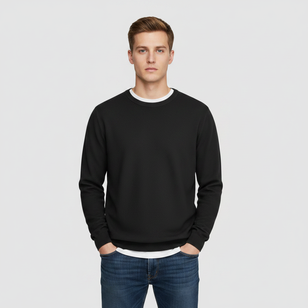 Leichter Herrenpullover Rundhals | Basic Strickpullover