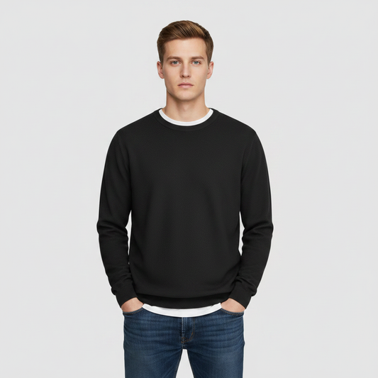 Leichter Herrenpullover Rundhals | Basic Strickpullover