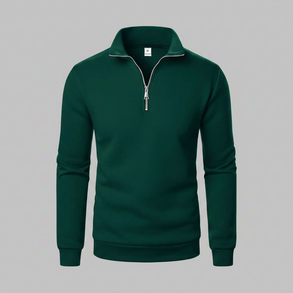 Herren Sweatshirt mit Viertelreißverschluss und Stehkragen