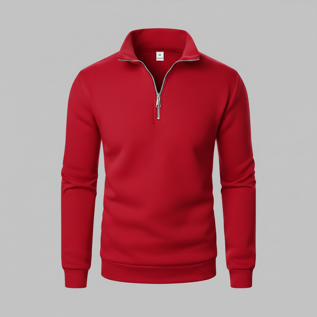 Herren Sweatshirt mit Viertelreißverschluss und Stehkragen