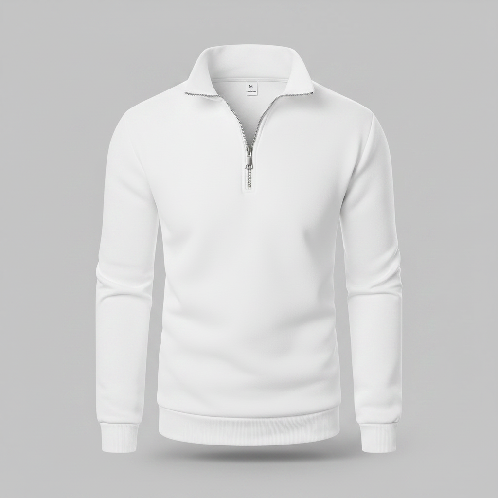 Herren Sweatshirt mit Viertelreißverschluss und Stehkragen