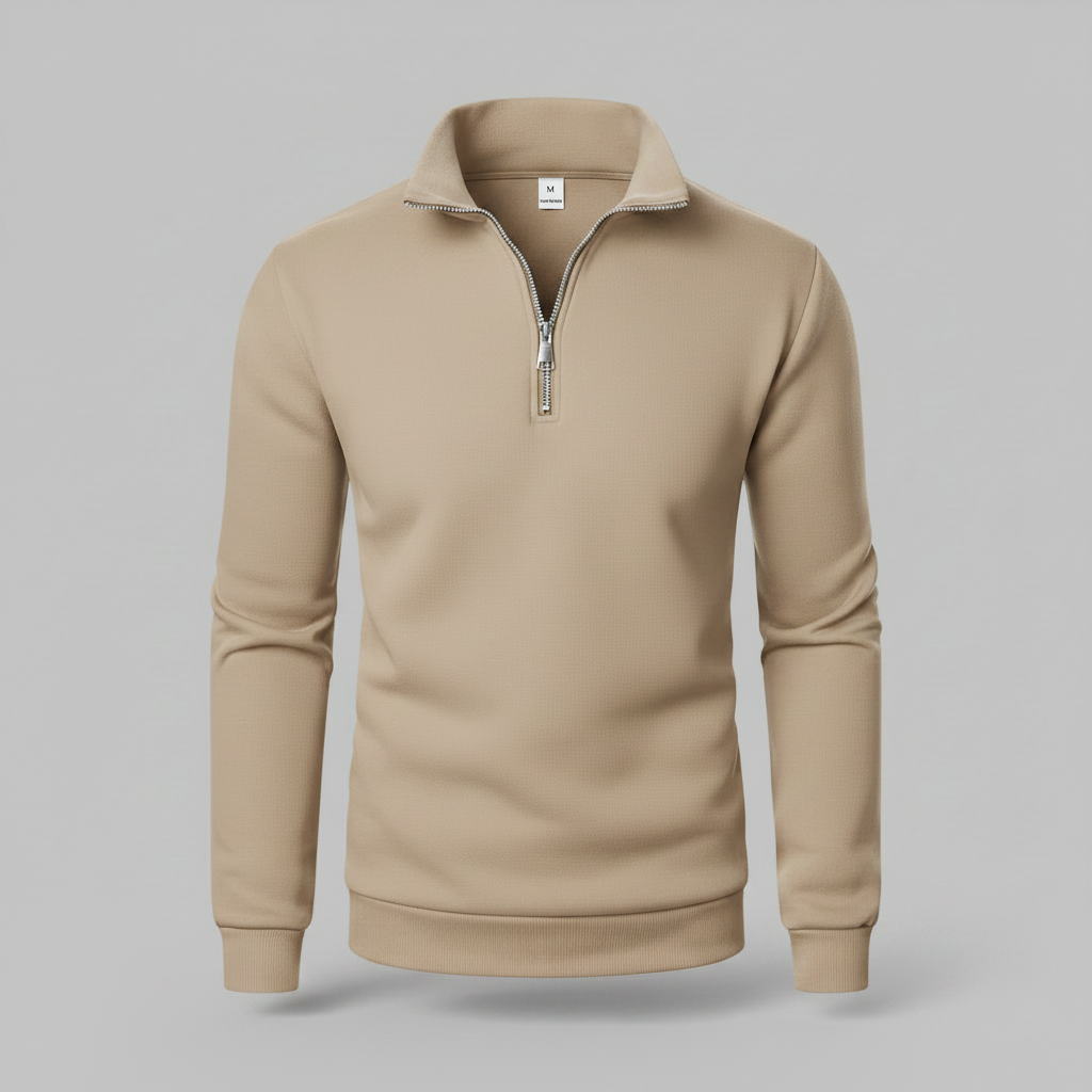 Herren Sweatshirt mit Viertelreißverschluss und Stehkragen