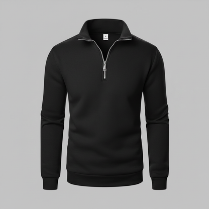 Herren Sweatshirt mit Viertelreißverschluss und Stehkragen