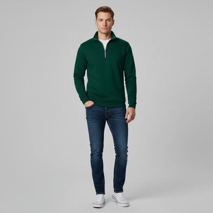 Herren Sweatshirt mit Viertelreißverschluss und Stehkragen