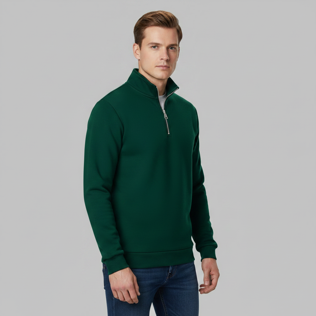 Herren Sweatshirt mit Viertelreißverschluss und Stehkragen
