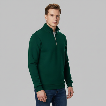 Herren Sweatshirt mit Viertelreißverschluss und Stehkragen