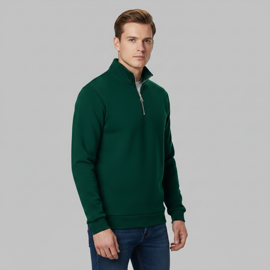 Herren Sweatshirt mit Viertelreißverschluss und Stehkragen