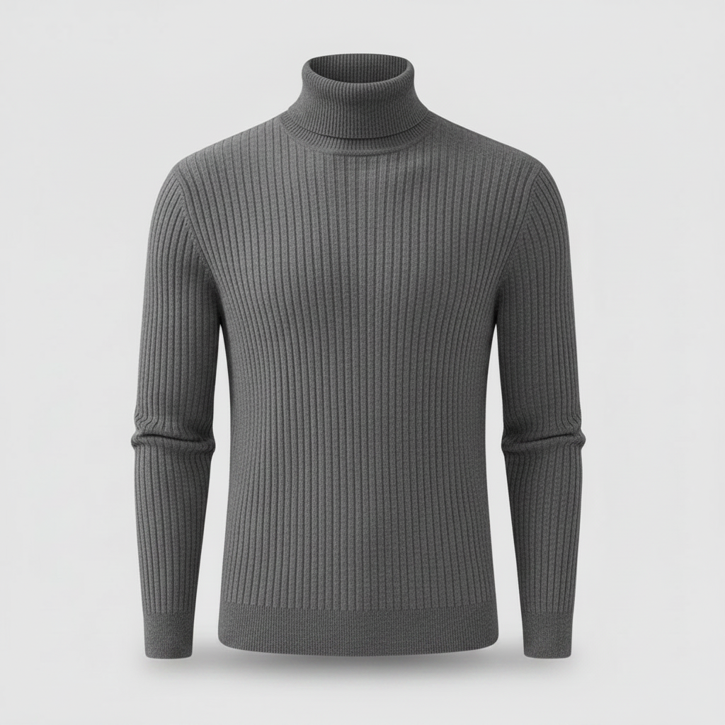 Gerippter Rollkragenpullover Slim Fit | Herrenpullover