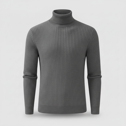 Gerippter Rollkragenpullover Slim Fit | Herrenpullover
