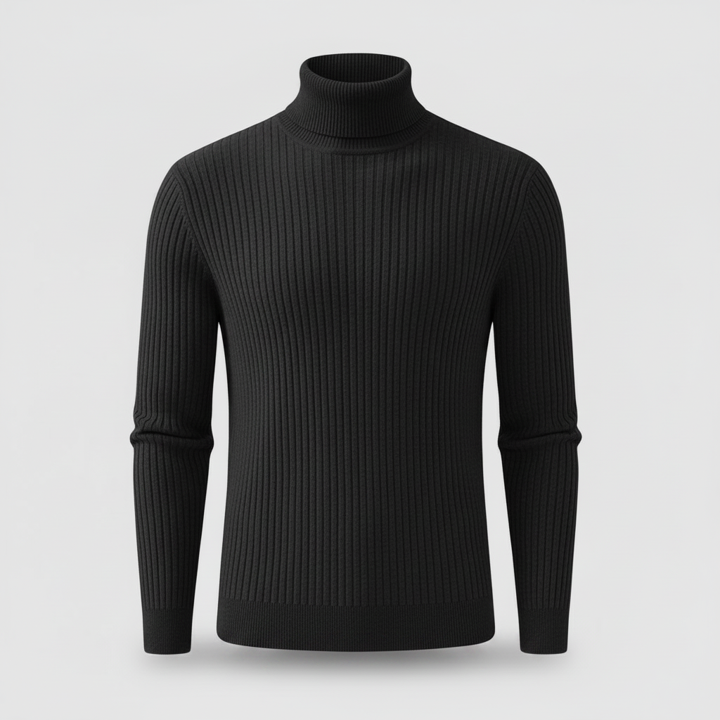 Gerippter Rollkragenpullover Slim Fit | Herrenpullover