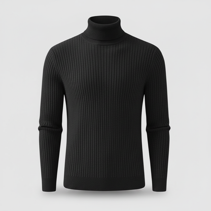 Gerippter Rollkragenpullover Slim Fit | Herrenpullover