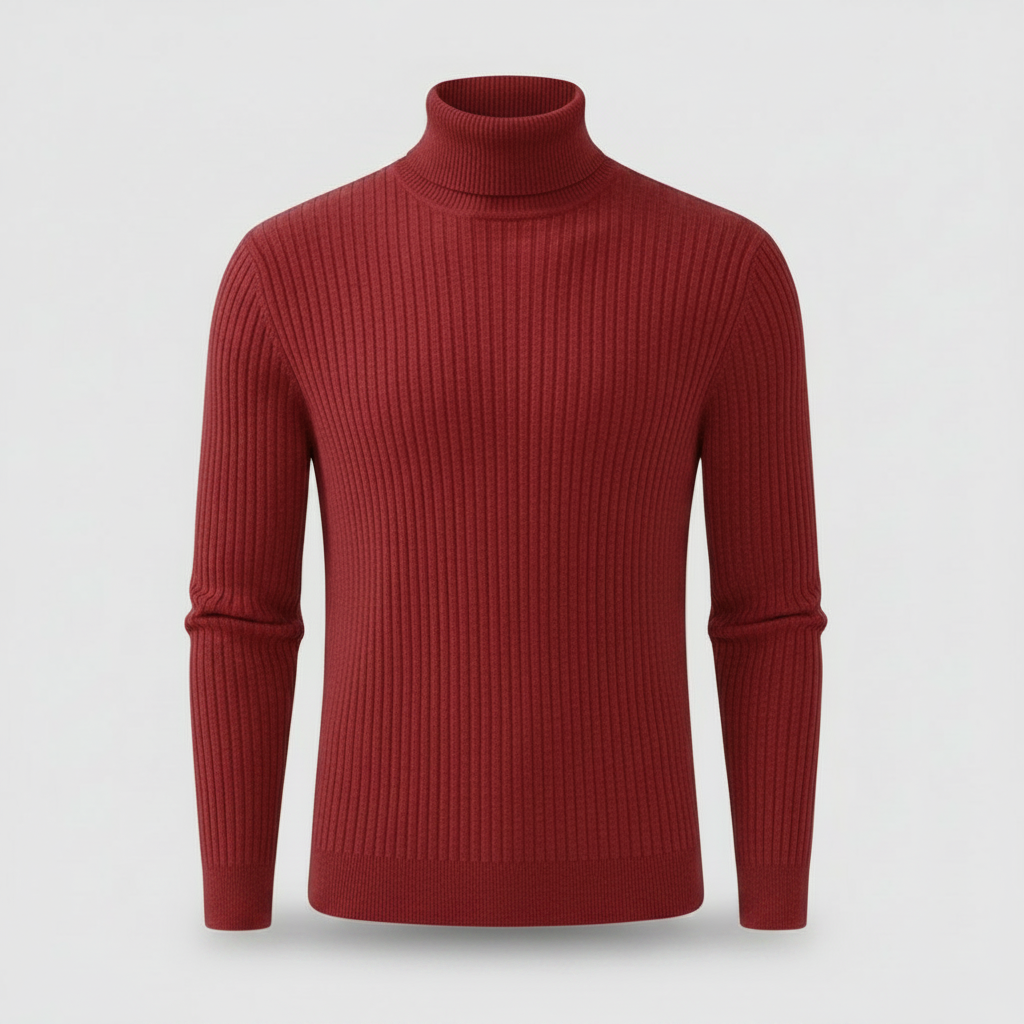 Gerippter Rollkragenpullover Slim Fit | Herrenpullover