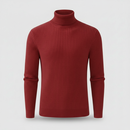 Gerippter Rollkragenpullover Slim Fit | Herrenpullover