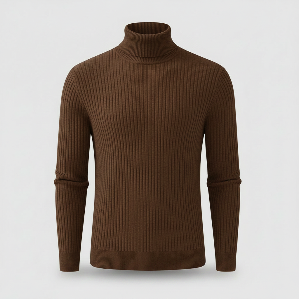 Gerippter Rollkragenpullover Slim Fit | Herrenpullover