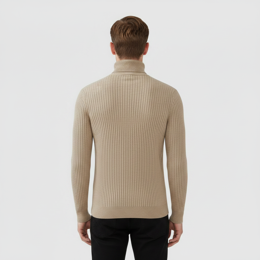 Gerippter Rollkragenpullover Slim Fit | Herrenpullover