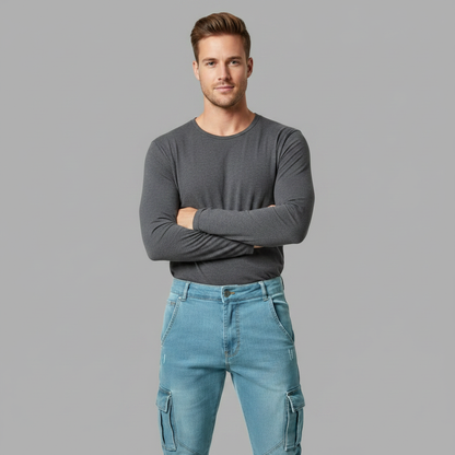 Slim-Fit Cargohose Männer | Stretch-Denim Komforthose