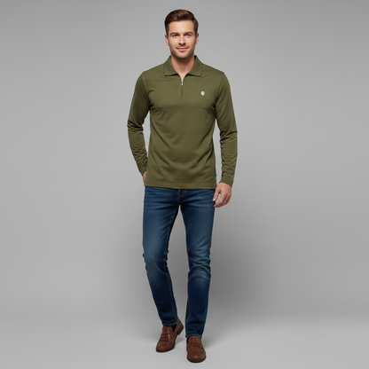 Langarm Poloshirt Herren | Moderner Freizeitlook mit Reißverschluss