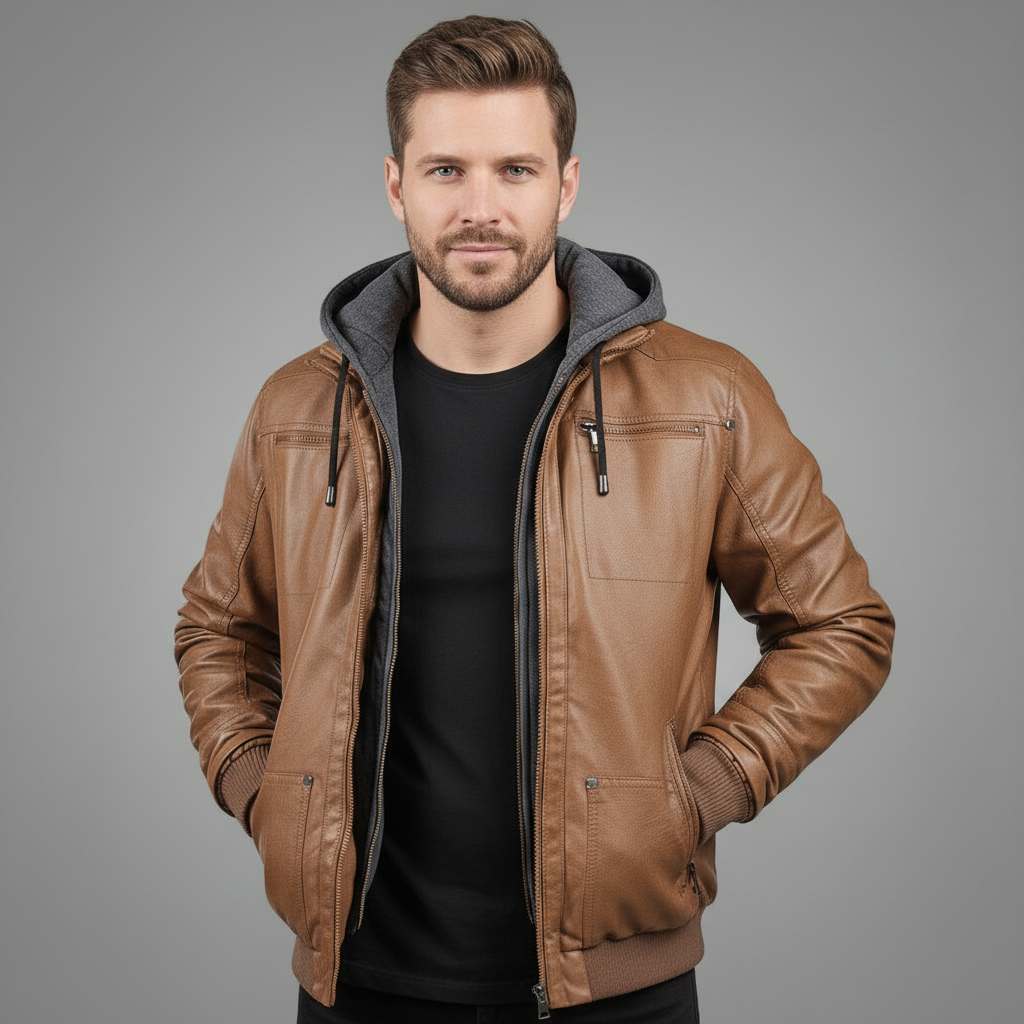Übergangsjacke Herren mit Kapuze und Reißverschlusstaschen