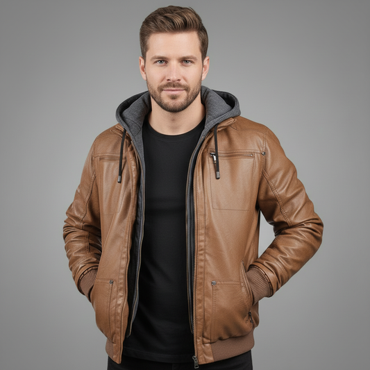 Übergangsjacke Herren mit Kapuze und Reißverschlusstaschen