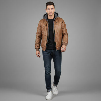 Übergangsjacke Herren mit Kapuze und Reißverschlusstaschen