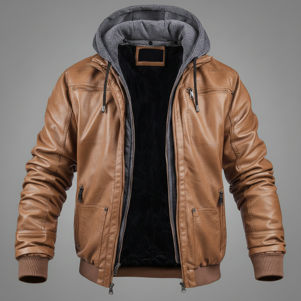 Übergangsjacke Herren mit Kapuze und Reißverschlusstaschen